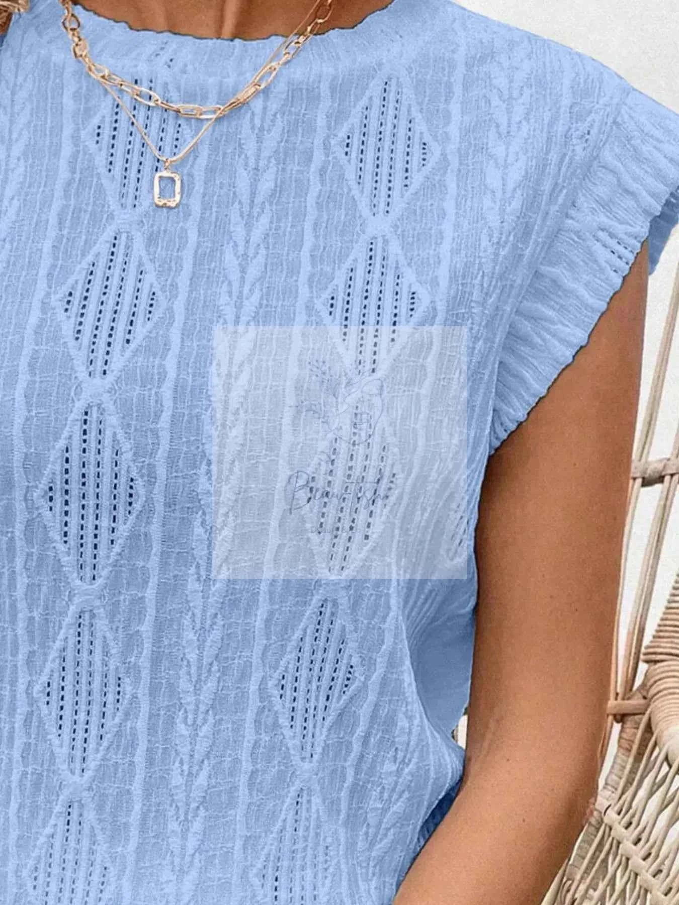 Openwork Round Neck Top