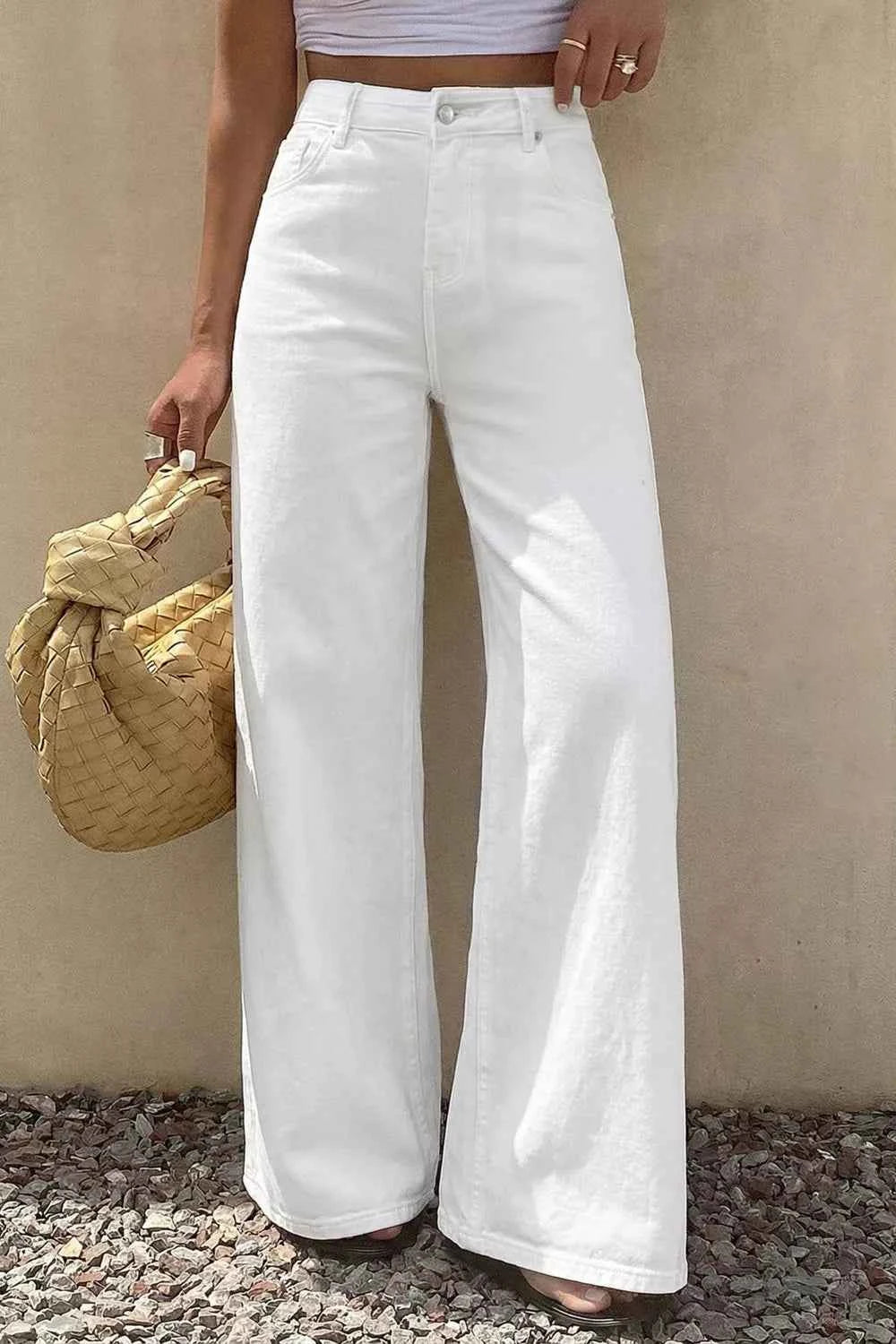 Solid Color Loose Casual Jeans