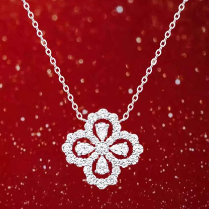 Moissanite 925 Sterling Silver Clover Pendant Necklace