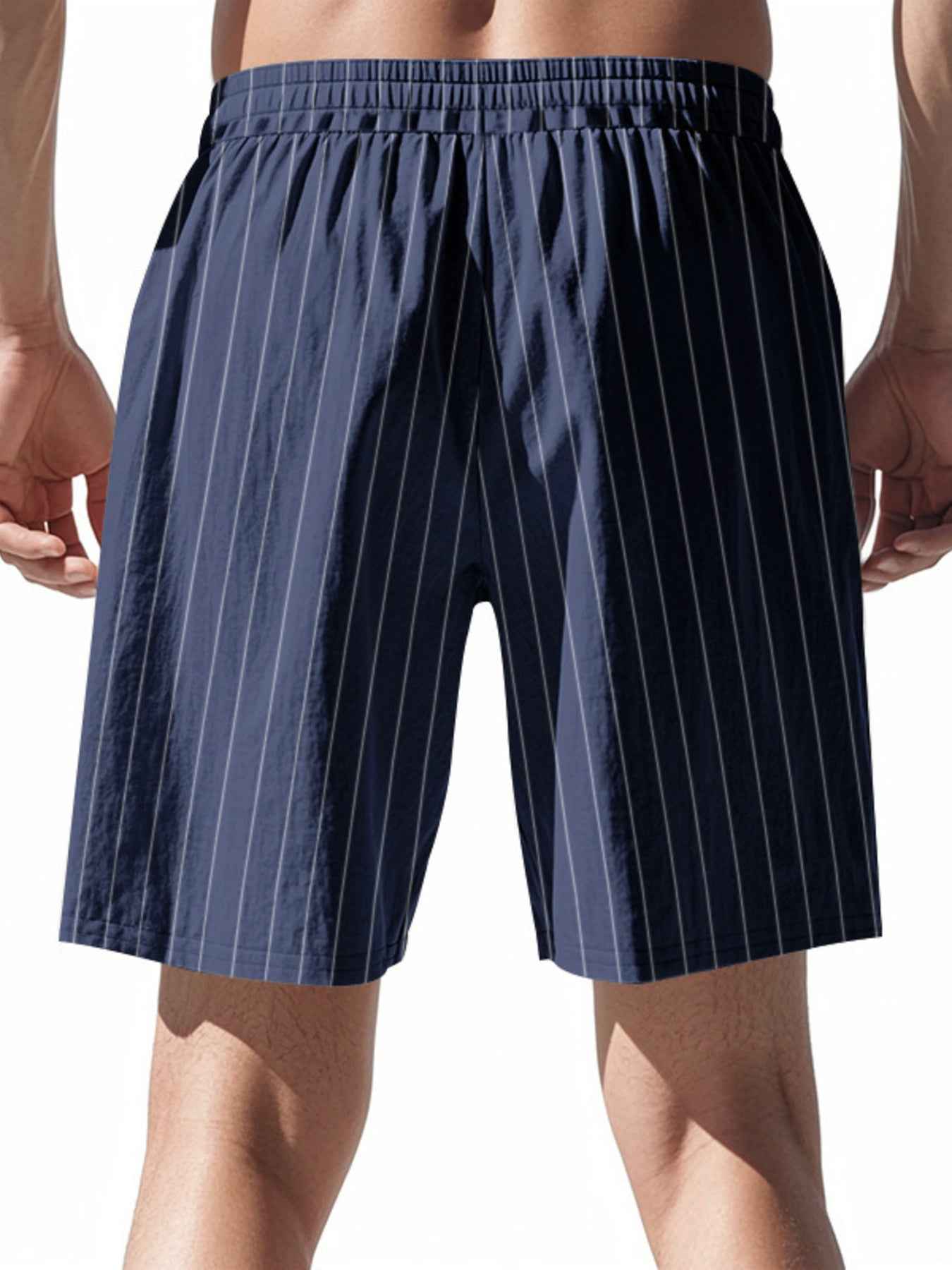 Men's Full Size Striped Drawstring Casual Shorts Plus Size
