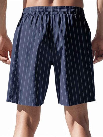 Men's Full Size Striped Drawstring Casual Shorts Plus Size