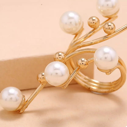 Pearl Bypass Ring Gold Plated