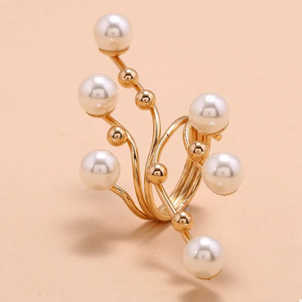 Pearl Bypass Ring Gold Plated