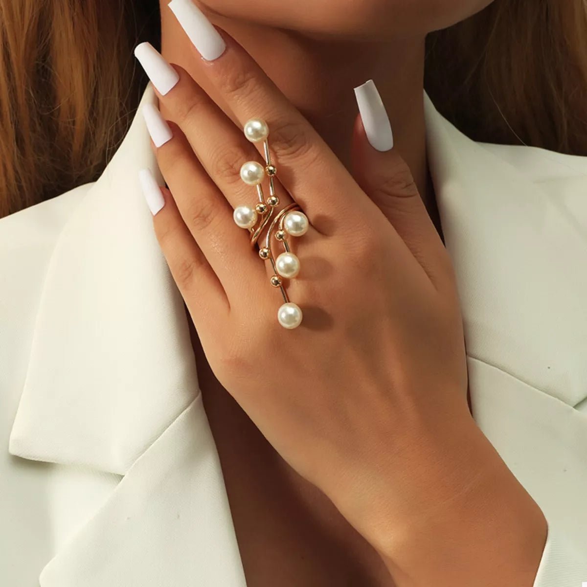 Pearl Bypass Ring Gold Plated