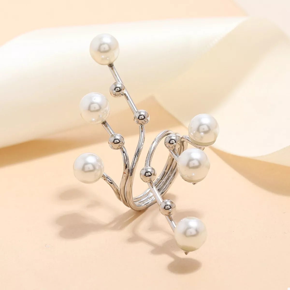 Pearl Bypass Ring Gold Plated
