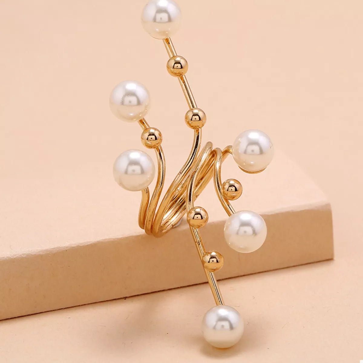 Pearl Bypass Ring Gold Plated