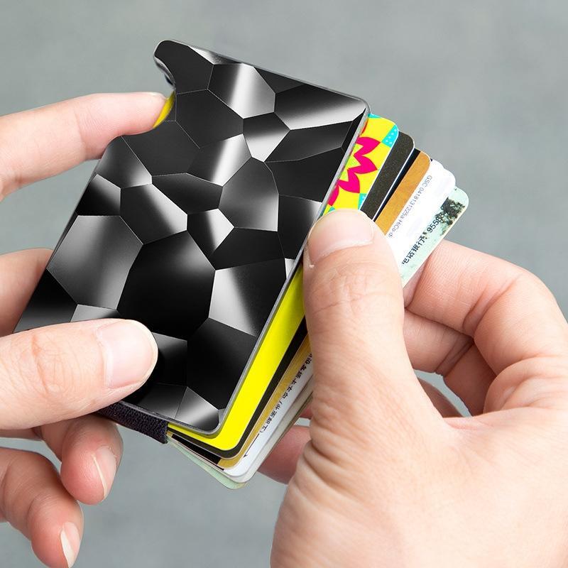 Anti - magnetic Metal Card Holder for Multiple Cards - Large - Geometric Pattern