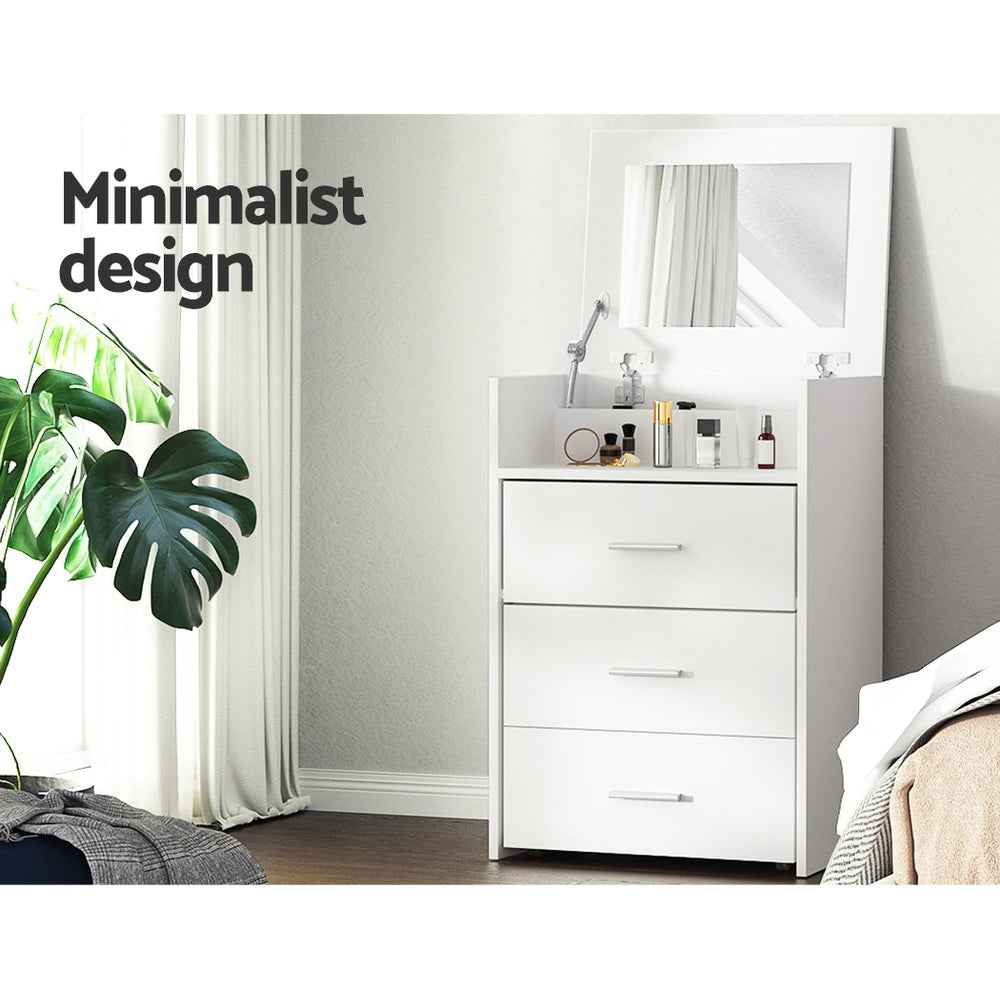 Artiss 2-in-1 Dressing Table Stool Set & Bedside Table – White