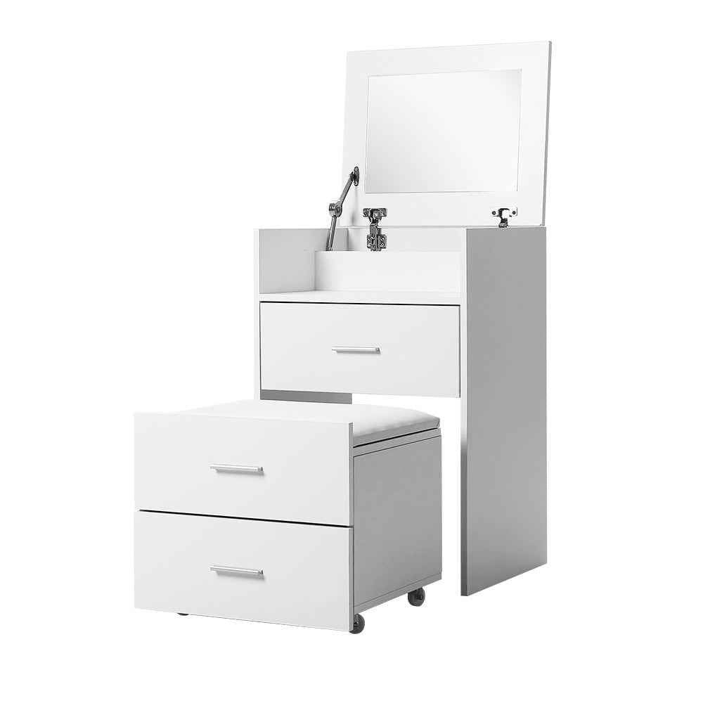 Artiss 2-in-1 Dressing Table Stool Set & Bedside Table – White