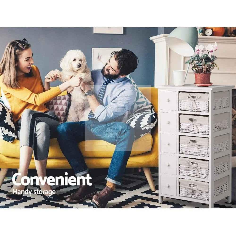 Artiss 5 Chest of Drawers with 5 Baskets - MAY
