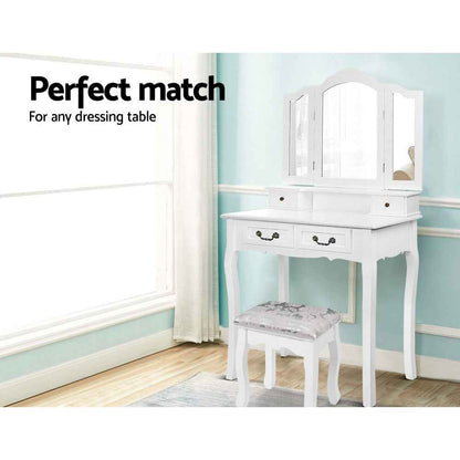 Artiss Dressing Table Stool – Velvet White