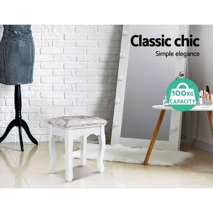 Artiss Dressing Table Stool – Velvet White