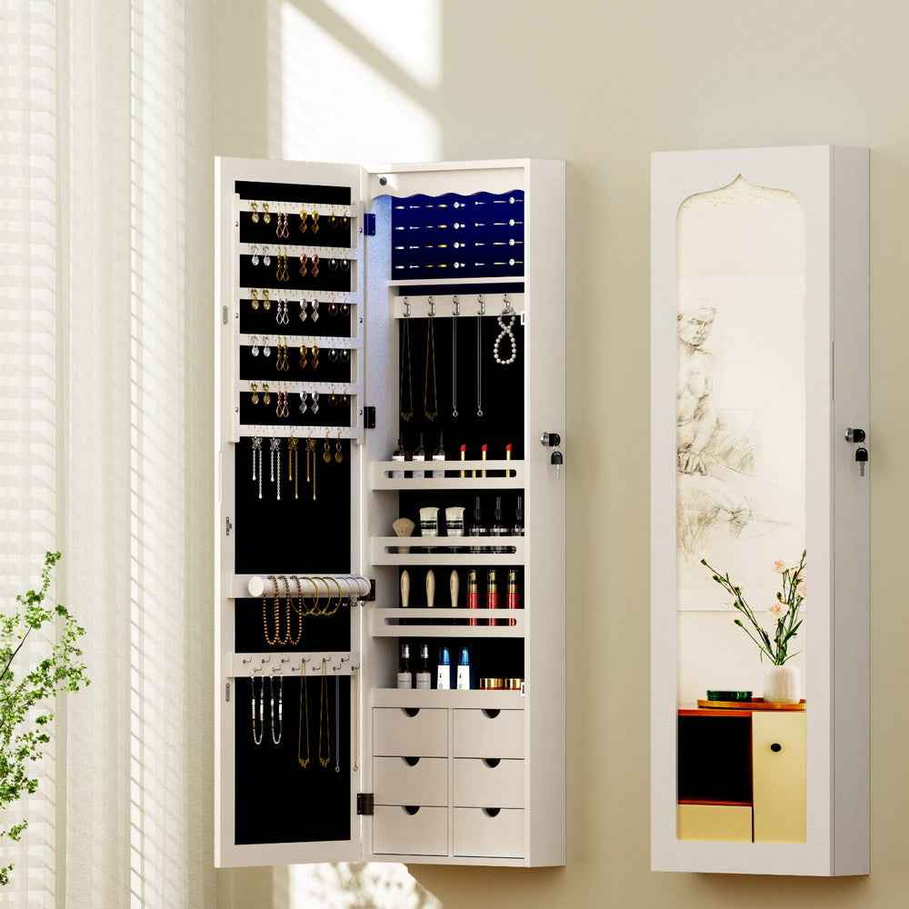 Artiss Jewellery Cabinet with LED Mirror – Lockable Storage Organiser