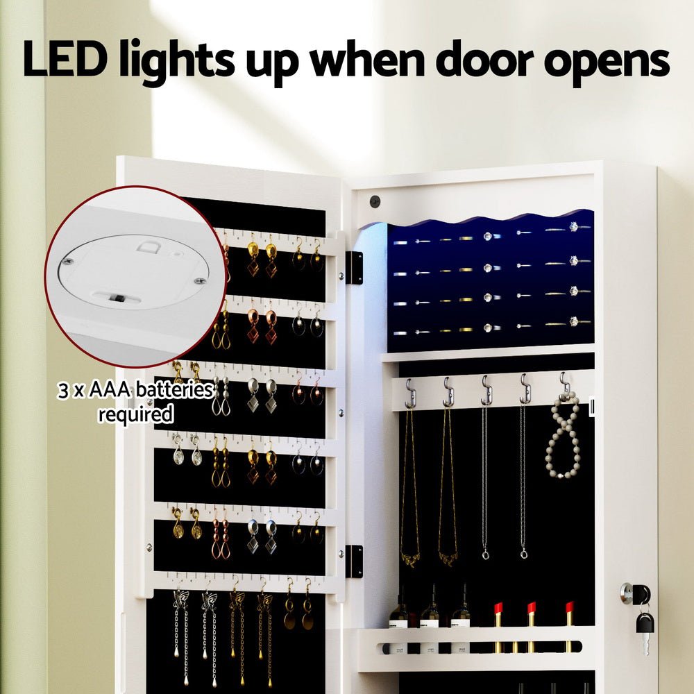 Artiss Jewellery Cabinet with LED Mirror – Lockable Storage Organiser
