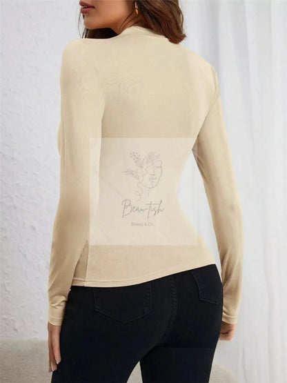 Asymmetrical Cutout Ruched Long Sleeve Top