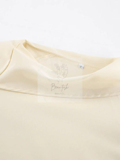 Asymmetrical High Collar Long Sleeve Blouse