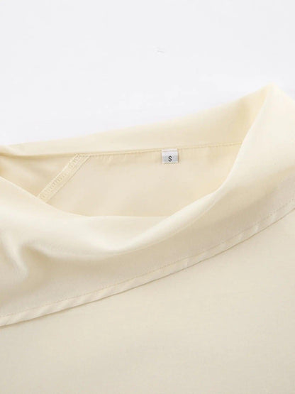 Asymmetrical High Collar Long Sleeve Blouse