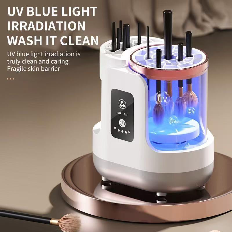 Automatic Electric Makeup Brush Cleaner with UV Sterilization & Fast Drying – Rechargeable, One-Touch Cleaning