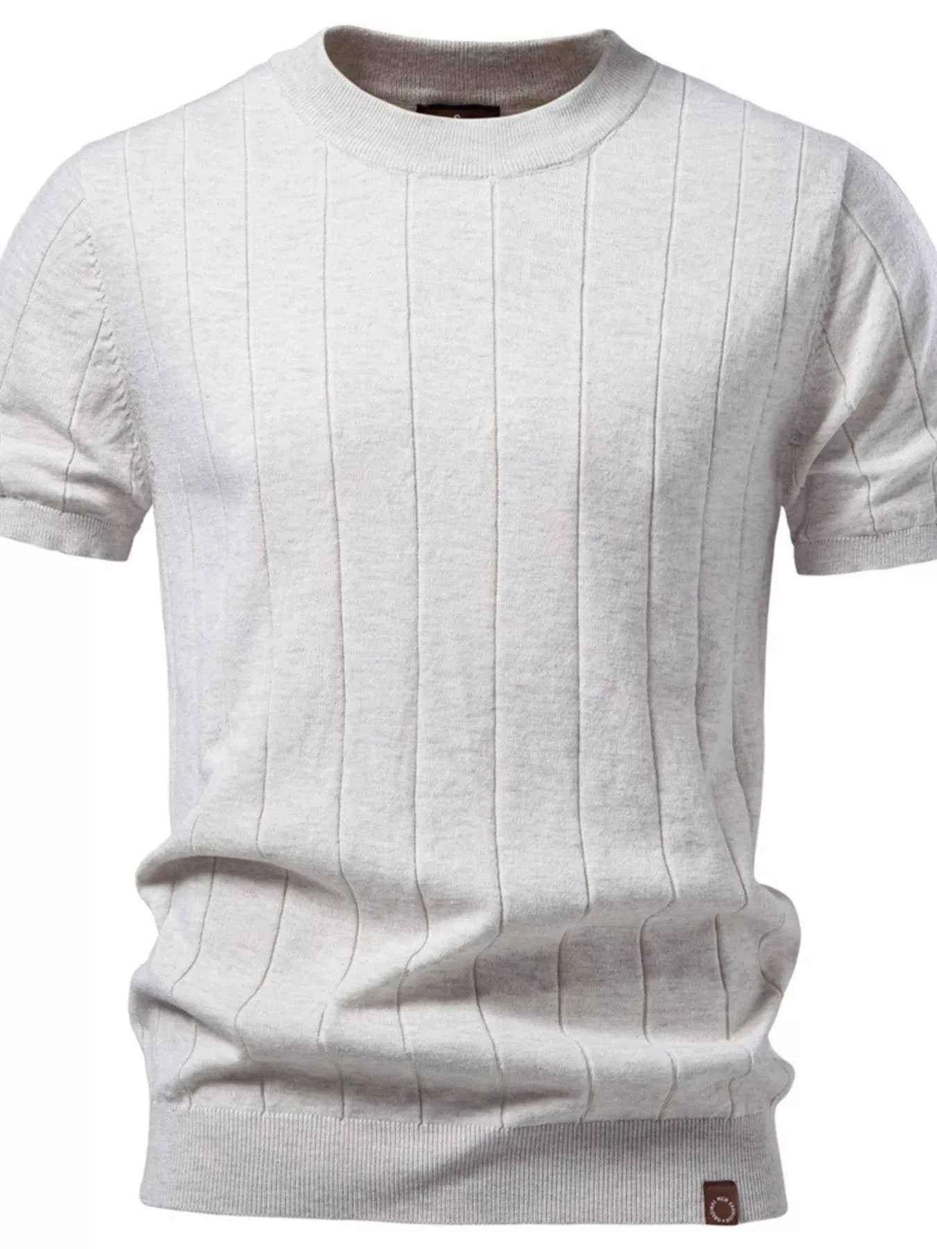 Men's Ribbed Knit Short Sleeve Sweater