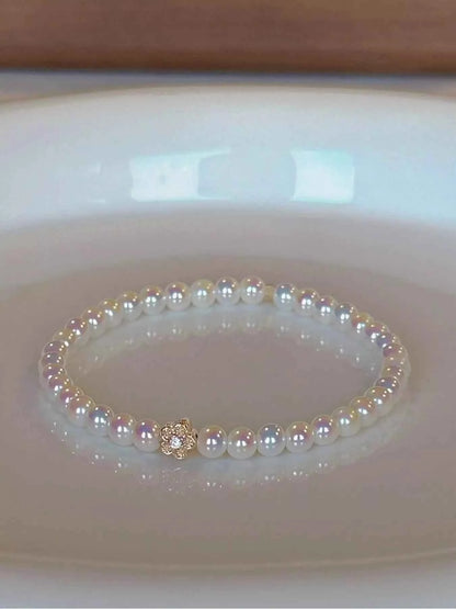 Pearl Bracelet with Floral Accent