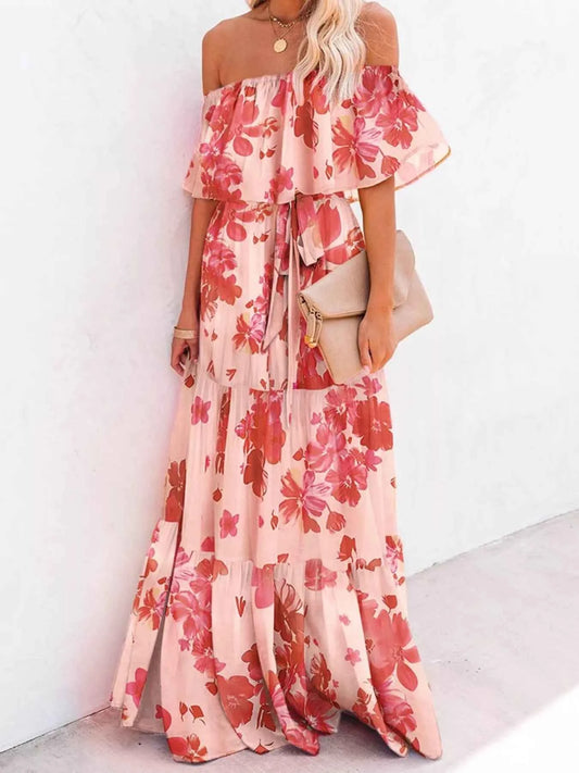 Full Size Off-Shoulder Tiered Maxi Dress Plus Size