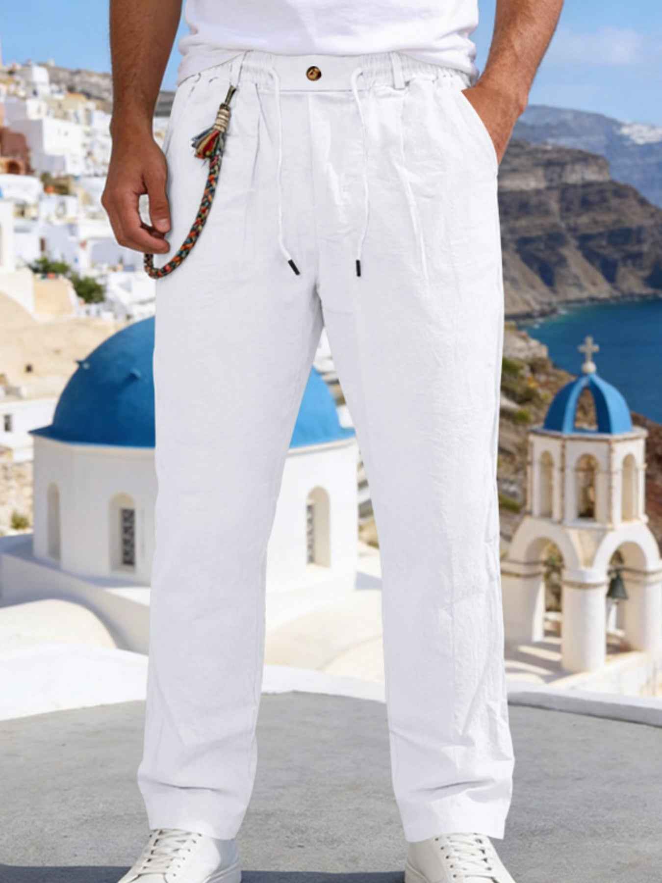 Men's Full Size Casual Drawstring Pants with Pockets Plus Size