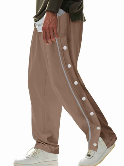 Men's Full Size Loose Fit Side Snap Button Track Pants Plus Size