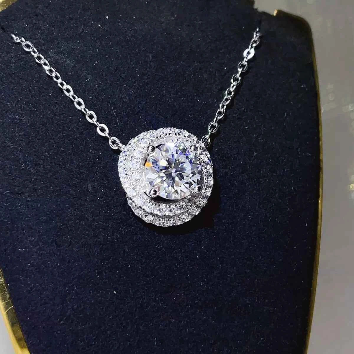 2 Carat 925 Sterling Silver Moissanite Pendant Necklace