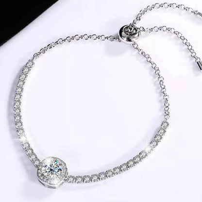 1 Carat Moissanite 925 Sterling Silver Chain Bracelet
