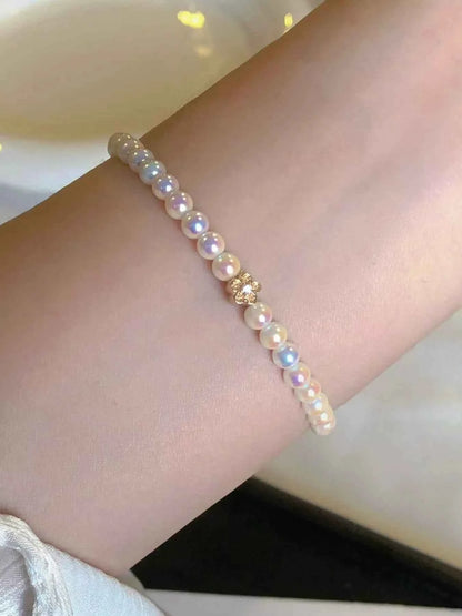 Pearl Bracelet with Floral Accent