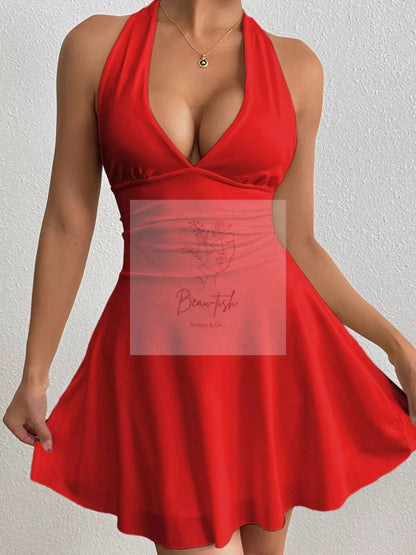 Backless Halter Neck Mini Dress