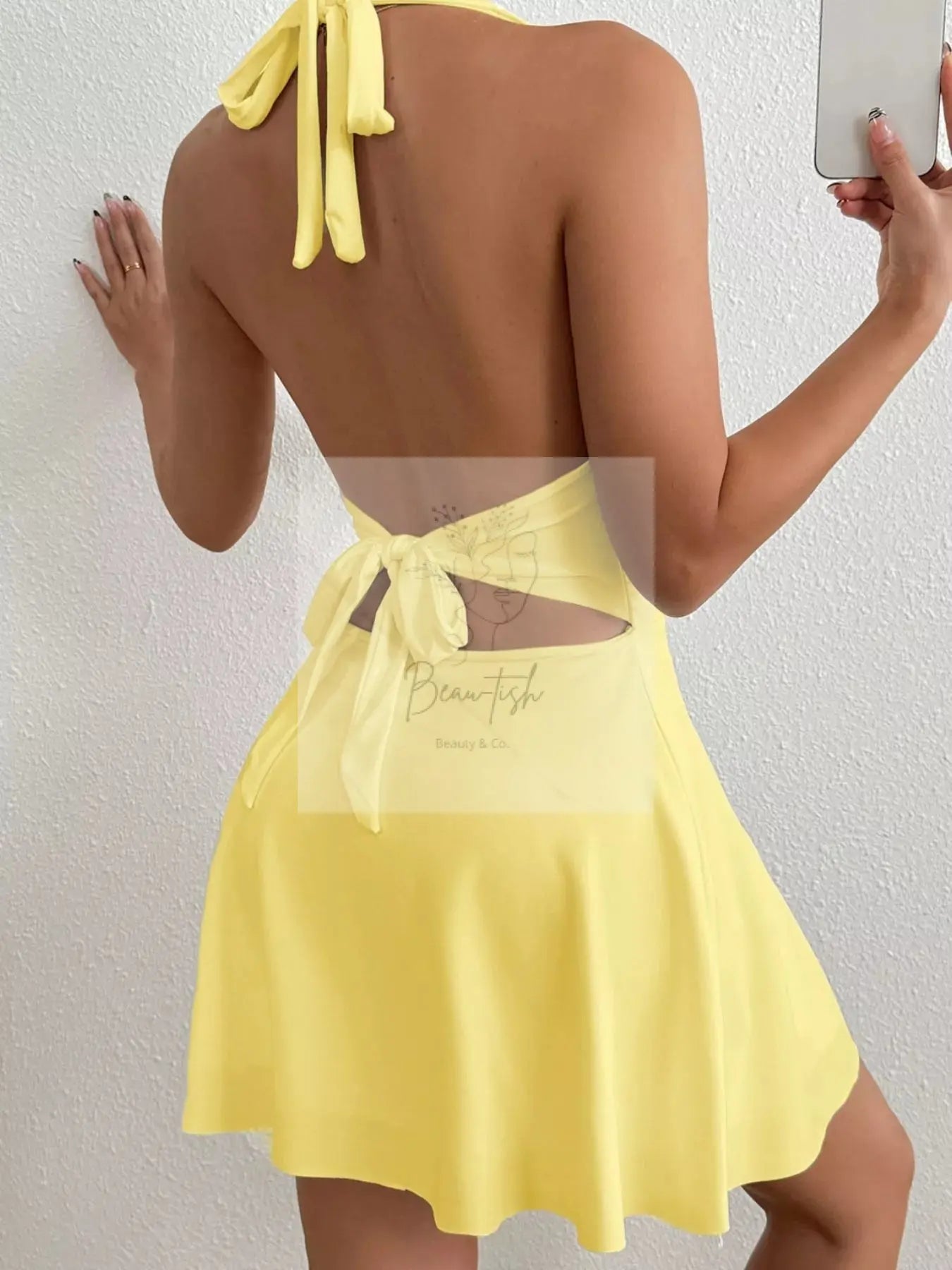 Backless Halter Neck Mini Dress