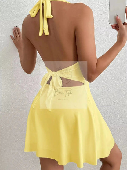 Backless Halter Neck Mini Dress