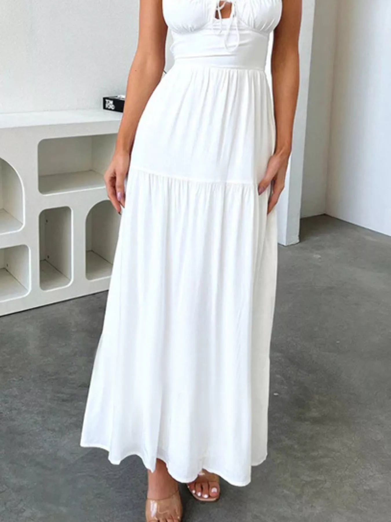 Lace Up Backless Maxi Dress