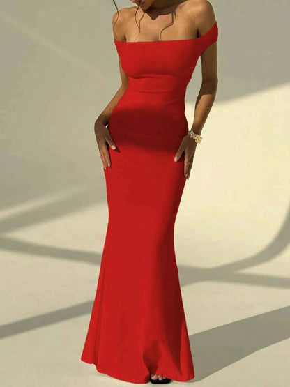Backless Off - Shoulder Bodycon Mermaid Maxi Dress