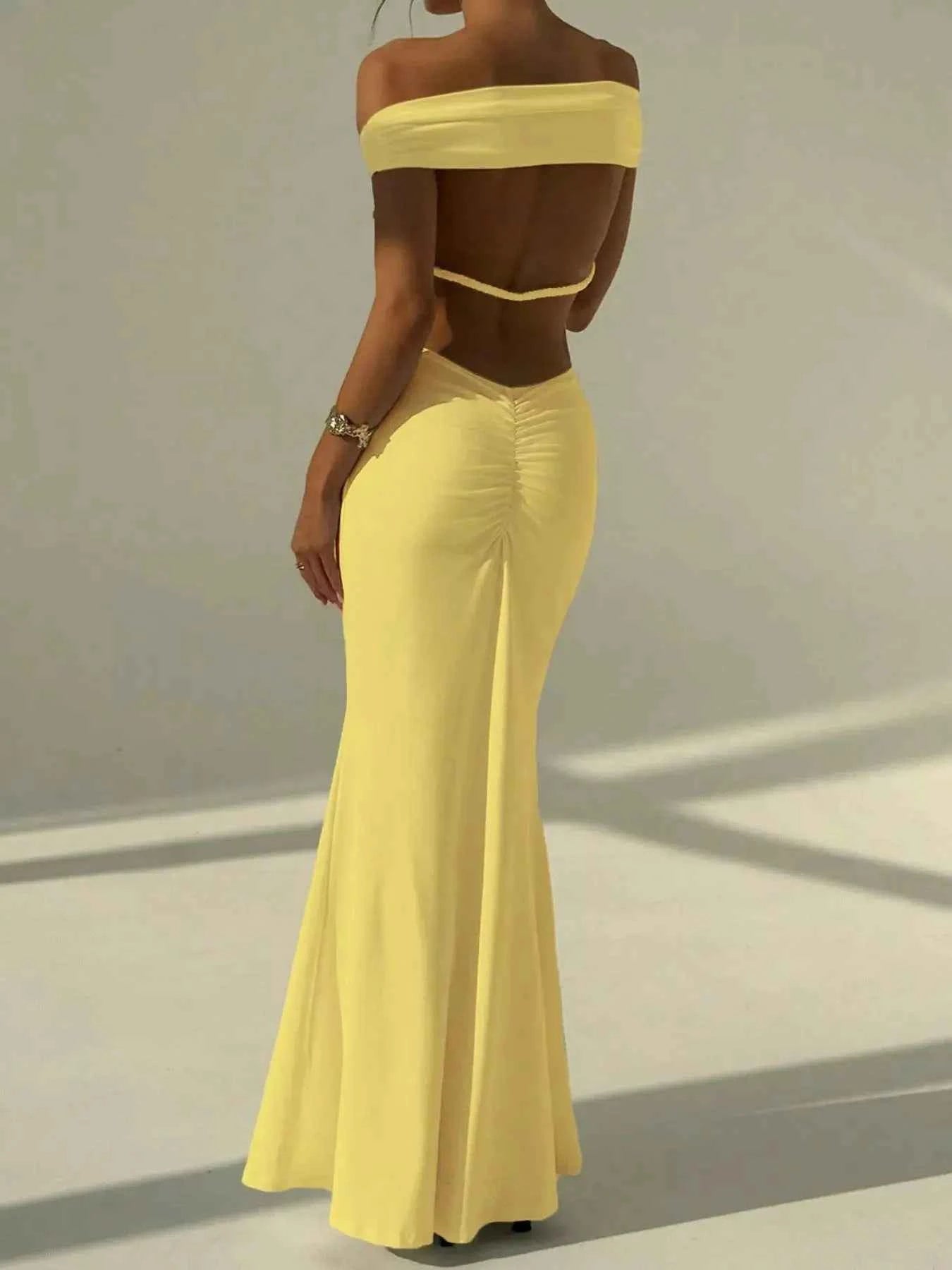 Backless Off - Shoulder Bodycon Mermaid Maxi Dress