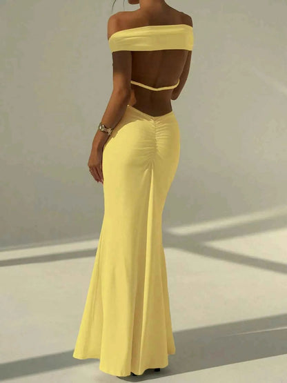 Backless Off - Shoulder Bodycon Mermaid Maxi Dress