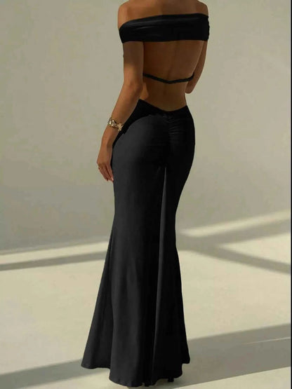 Backless Off - Shoulder Bodycon Mermaid Maxi Dress