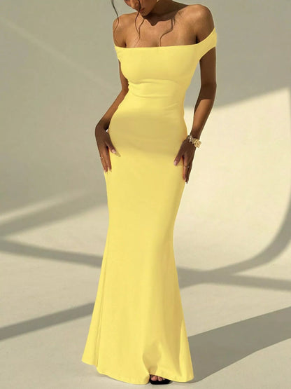 Backless Off-Shoulder Bodycon Mermaid Maxi Dress