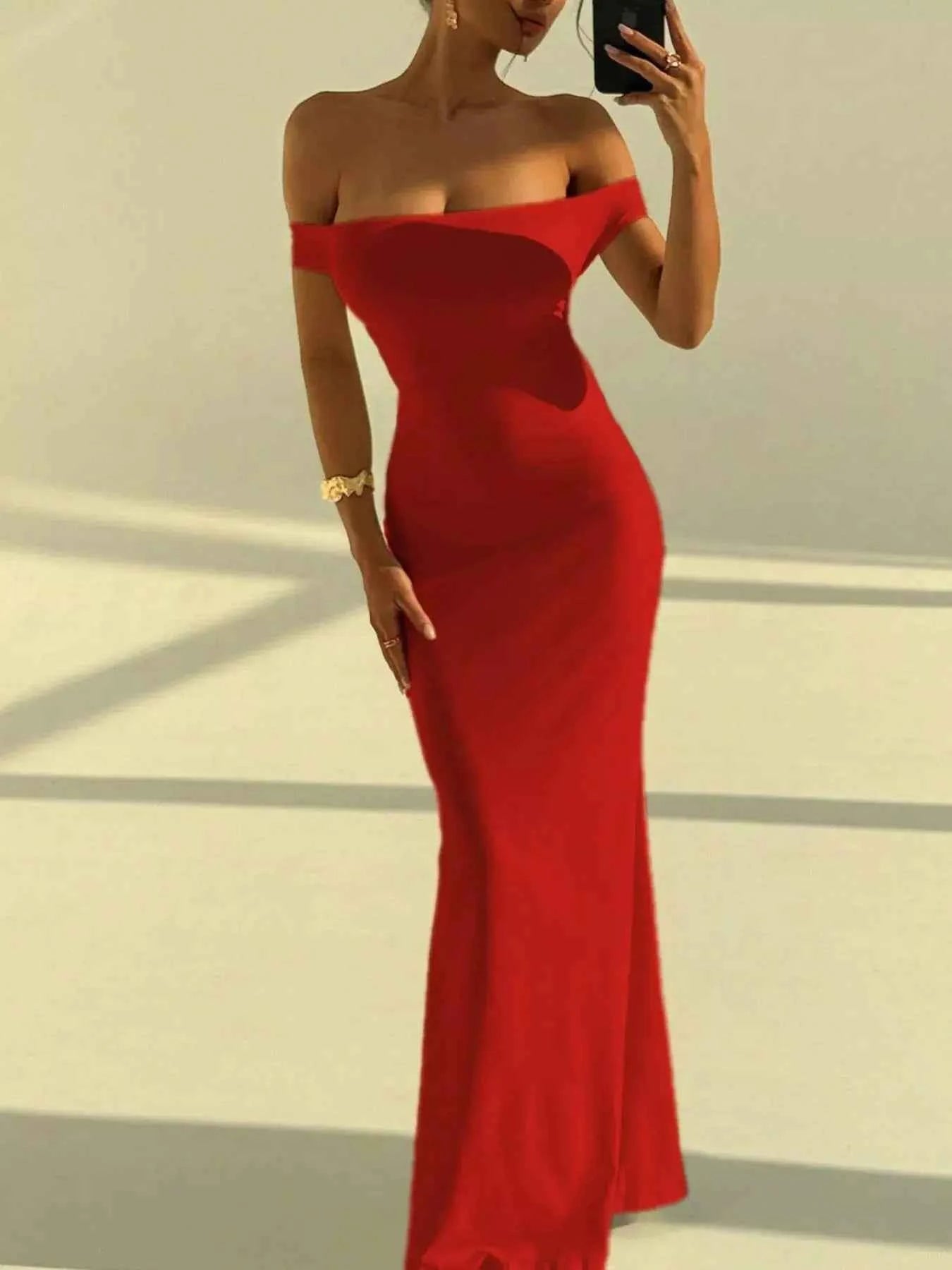 Backless Off - Shoulder Bodycon Mermaid Maxi Dress