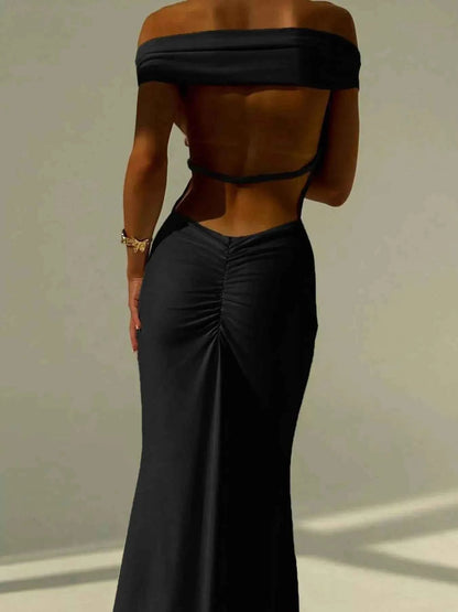 Backless Off - Shoulder Bodycon Mermaid Maxi Dress