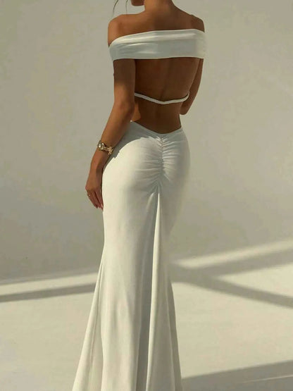 Backless Off - Shoulder Bodycon Mermaid Maxi Dress