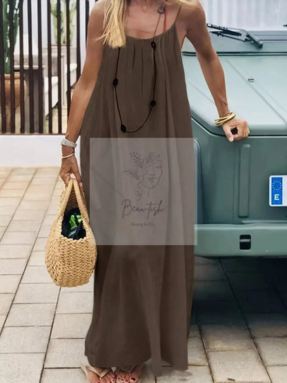 Backless Scoop Neck Maxi Dress