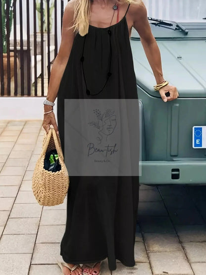 Backless Scoop Neck Maxi Dress
