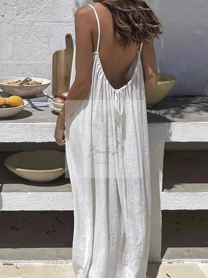 Backless Scoop Neck Maxi Dress