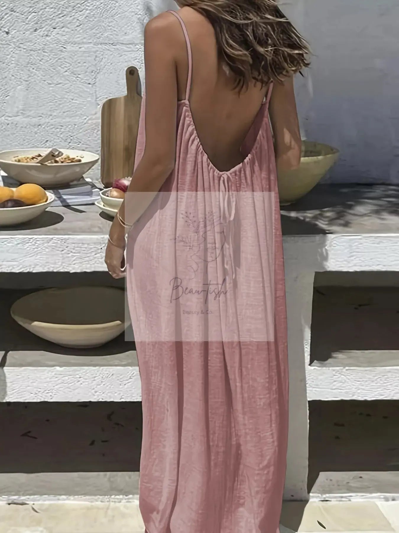 Backless Scoop Neck Maxi Dress