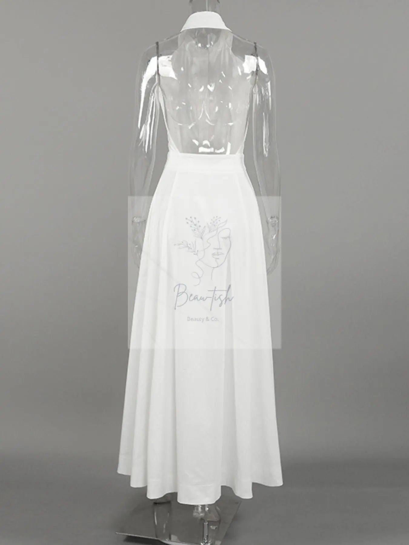 Backless Sleeveless Button Front Maxi Dress