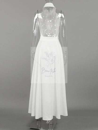 Backless Sleeveless Button Front Maxi Dress