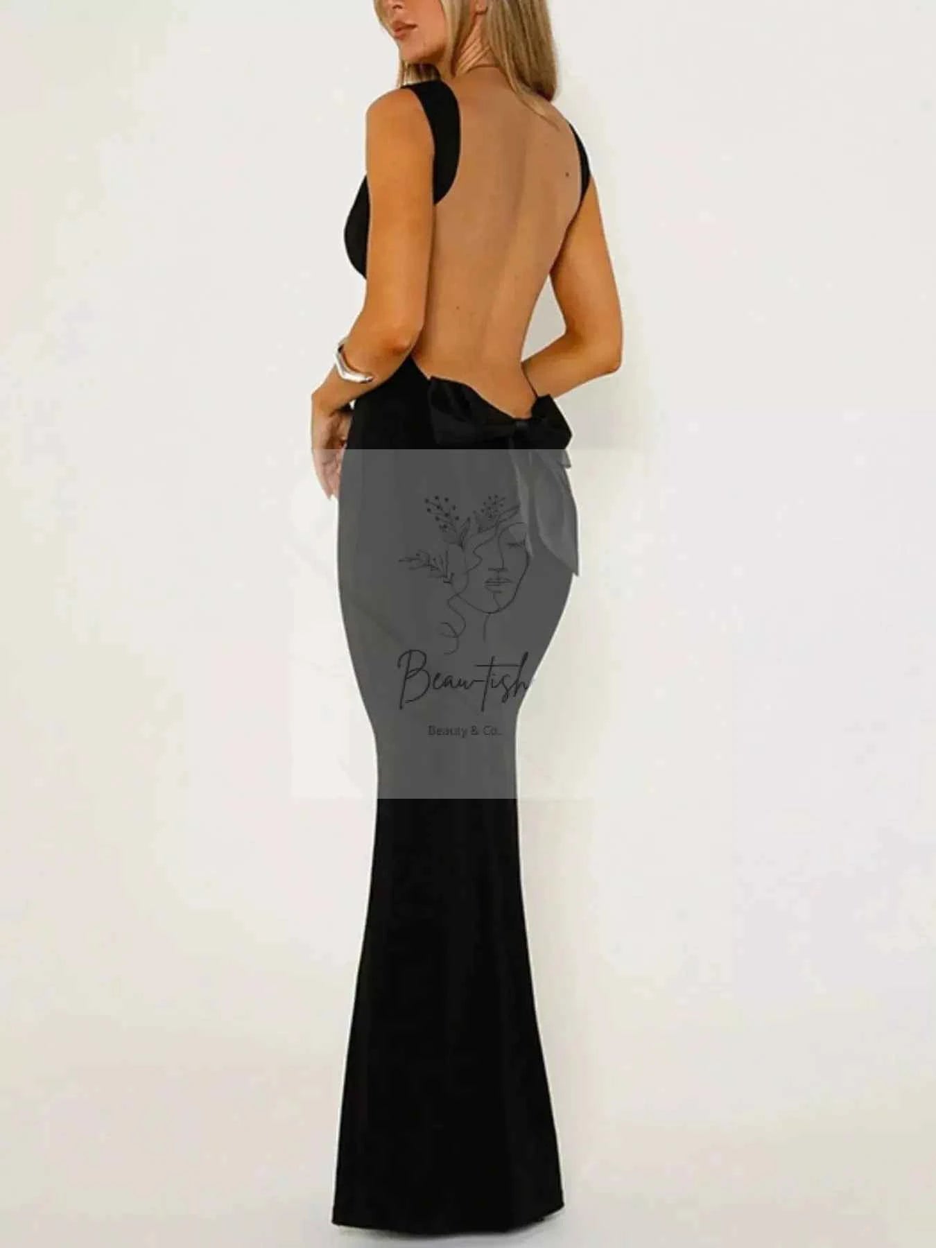 Backless Wide Strap Maxi Dress