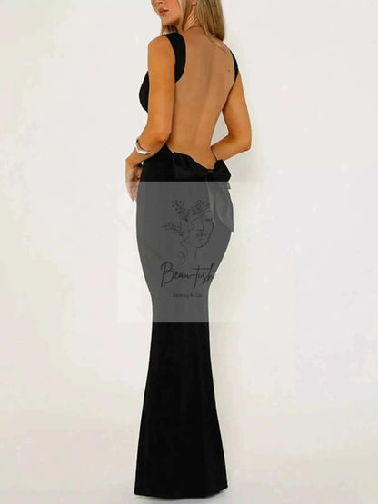 Backless Wide Strap Maxi Dress